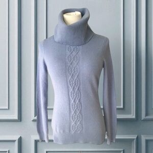 TESORI 100% CASHMERE Blue Turtleneck Sweater Size XS